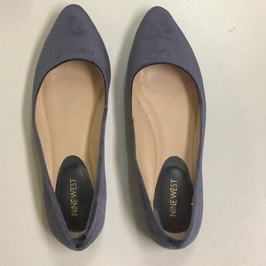 10.5 Nine West Blue Velvet Flats